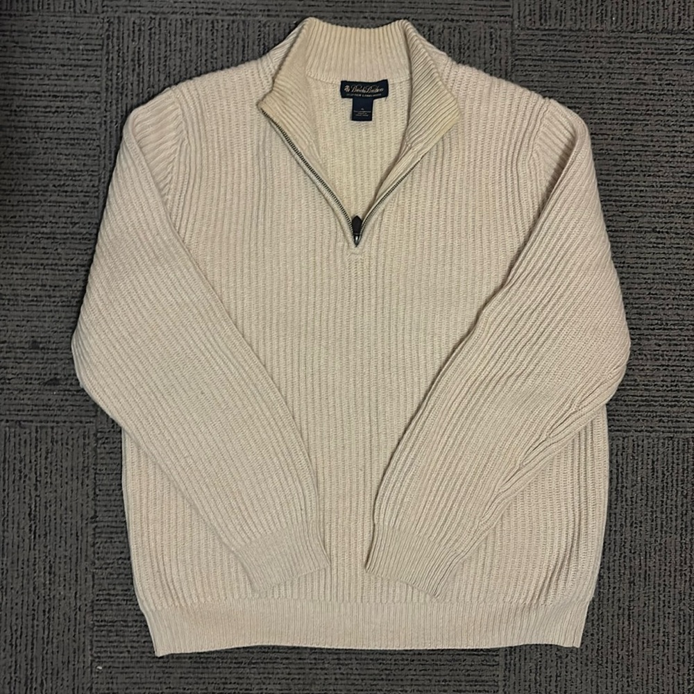 Men’s Brooks Brothers XL Scottish Lambswool Ribbed Quarterzip sweater